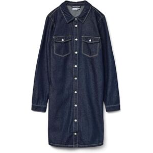 VERO MODA Vmjennie Ls Short Denim Dress Ga Noos, Mörkblå denim, XS VERO MODA Vmjennie Ls Short Denim Dress Ga Noos, Mörkblå denim, XS
