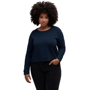 Ulla Popken cropped sweatshirt för kvinnor, marinblå, 46-48 Ulla Popken cropped sweatshirt för kvinnor, marinblå, 46-48