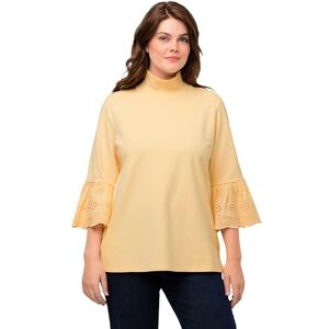 Ulla Popken dam med broderade ärmar sweatshirt, Ljus gul, 46-48 Große Größen Ulla Popken dam med broderade ärmar sweatshirt, Ljus gul, 46-48 Große Größen