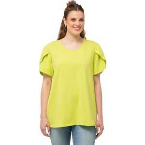 Ulla Popken Ulla popkar, kvinnor, stora storlekar, t-shirt med draperad arm, A-linje, Grön, 46-48 Ulla Popken Ulla popkar, kvinnor, stora storlekar, t-shirt med draperad arm, A-linje, Grön, 46-48