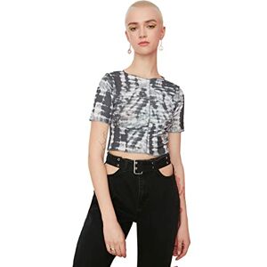 Trendyol Kvinnors antracit batik mönster crop stickad blus blus, antracit, medium Trendyol Kvinnors antracit batik mönster crop stickad blus blus, antracit, medium