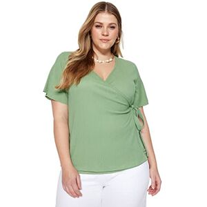 Trendyol Dam anpassad Wrapover Cache-Coeur stickad plusstorlek blus, mörk mynta, 2XL, Mörk mint, XXL Trendyol Dam anpassad Wrapover Cache-Coeur stickad plusstorlek blus, mörk mynta, 2XL, Mörk mint, XXL
