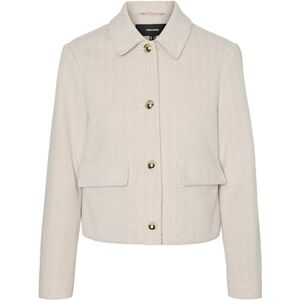 VERO MODA Vmpatty kort jacka Boo-jacka för kvinnor, Silver mink/detalj: melerad, S VERO MODA Vmpatty kort jacka Boo-jacka för kvinnor, Silver mink/detalj: melerad, S