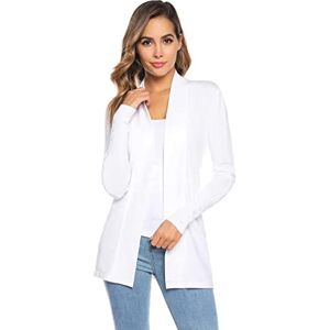 Irevial Damkofta långärmad tröja cardigan lätt finstickad jacka elegant stickad kappa i enfärgad casual normal tröja kappa med öppen framsida stickad tröja ytterkläder lång S-XXL, Vit, XXL Irevial Damkofta långärmad tröja cardigan lätt finstickad jacka elegant stickad kappa i enfärgad casual normal tröja kappa med öppen framsida stickad tröja ytterkläder lång S-XXL, Vit, XXL