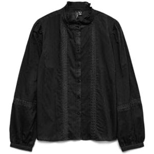 VERO MODA Vmtrine Ls Shirt WVN Ga Noos, svart, L VERO MODA Vmtrine Ls Shirt WVN Ga Noos, svart, L