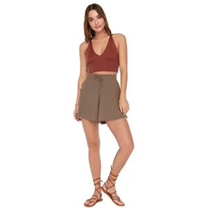 Trendyol Dam normal midja korta ben överdimensionerade shorts, Mink, M Trendyol Dam normal midja korta ben överdimensionerade shorts, Mink, M