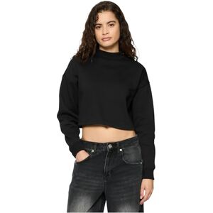 Urban Classics Dam cropped oversized sweat high neck crew sweatshirt, svart, XL Urban Classics Dam cropped oversized sweat high neck crew sweatshirt, svart, XL