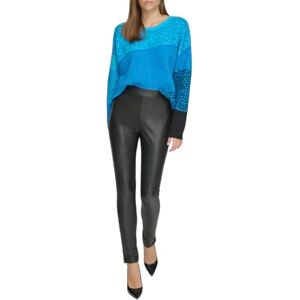 DKNY PU leggings för kvinnor med logotyp, svart, L, svart, L DKNY PU leggings för kvinnor med logotyp, svart, L, svart, L