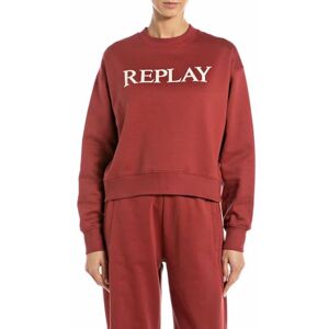 Replay Dam boxy fit sweatshirt av bomull, 150 vin röd, L Replay Dam boxy fit sweatshirt av bomull, 150 vin röd, L