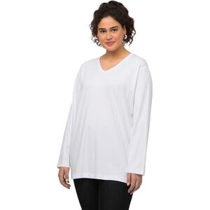 Ulla Popken dam basic V-skjorta, långärmad tröja, Snövit, 46/48/L Ulla Popken dam basic V-skjorta, långärmad tröja, Snövit, 46/48/L