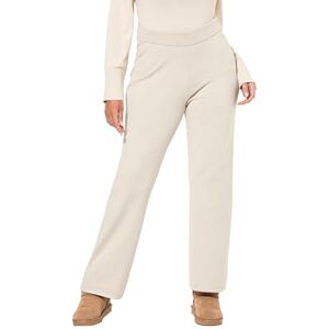 Ulla Popken dam stora storlekar överdimensionerade plus size stickade byxor, vida ben, elastisk linning, formstabil finstickad, Beige, 33W x 32L Ulla Popken dam stora storlekar överdimensionerade plus size stickade byxor, vida ben, elastisk linning, formstabil finstickad, Beige, 33W x 32L