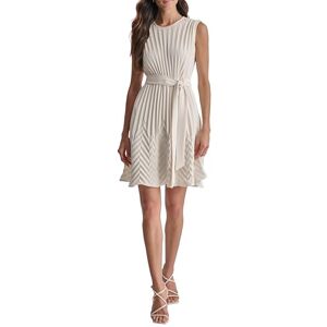 DKNY Ärmlös Jewel Neck Front Dress för kvinnor, Äggskal, 38 DKNY Ärmlös Jewel Neck Front Dress för kvinnor, Äggskal, 38