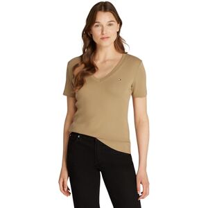 Tommy Hilfiger Dam Slim Cody V-NK SS WW0WW40584 S/S t-shirt, khaki, XXS, Kaki (safari duk), XXS Tommy Hilfiger Dam Slim Cody V-NK SS WW0WW40584 S/S t-shirt, khaki, XXS, Kaki (safari duk), XXS