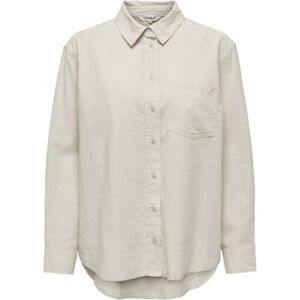 ONLY Kvinnlig skjorta enfärgad linneblandning, Moonbeam, L ONLY Kvinnlig skjorta enfärgad linneblandning, Moonbeam, L