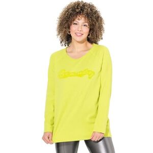 Ulla Popken damer stora storlekar överdimensionerade plus size skjorta, flocktryck, A-linje, rund hals, långärmad, öppen kantig, Ljusgrön, 62-64 Ulla Popken damer stora storlekar överdimensionerade plus size skjorta, flocktryck, A-linje, rund hals, långärmad, öppen kantig, Ljusgrön, 62-64