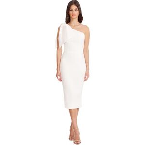 Dress the Population Dam asymmetrisk rosett hals figurnära midi-klänning, vit, Large Dress the Population Dam asymmetrisk rosett hals figurnära midi-klänning, vit, Large