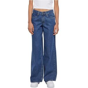 Urban Classics Dam Mid Waist Wide Denim Byxor, Mid Indigo tvättad, 30 SE Urban Classics Dam Mid Waist Wide Denim Byxor, Mid Indigo tvättad, 30 SE
