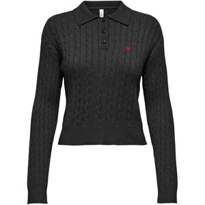 ONLY Onlkatia Ls Cable Polo Cc KNT, svart, S ONLY Onlkatia Ls Cable Polo Cc KNT, svart, S
