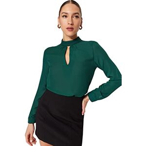 Trendyol Dam Regular Fit Basic ståkrage i chokerstil tyg blus, Smaragdgrön, 34 Trendyol Dam Regular Fit Basic ståkrage i chokerstil tyg blus, Smaragdgrön, 34