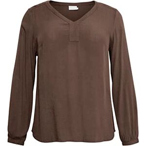 Kaffe Curve Plus-size damblus långärmad V-hals vanlig passform rund fåll dam, Java, 44/Stor Kaffe Curve Plus-size damblus långärmad V-hals vanlig passform rund fåll dam, Java, 44/Stor