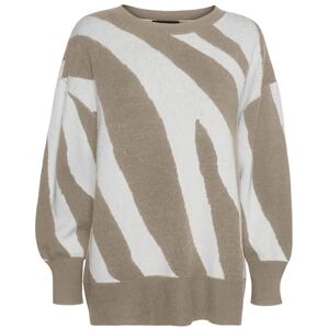 VERO MODA Damer Vmnancy Ls O-hals lång tröja Boo stickad tröja, Silver mink/detalj: w. Björk djurtryck, S VERO MODA Damer Vmnancy Ls O-hals lång tröja Boo stickad tröja, Silver mink/detalj: w. Björk djurtryck, S