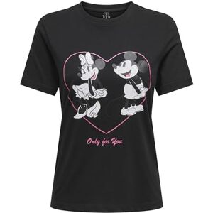 ONLY Onlmickey Life Reg S/S Valentine Top JRS, svart, XS ONLY Onlmickey Life Reg S/S Valentine Top JRS, svart, XS