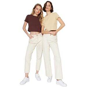 Trendyol Dam basic figursydd bodycon rundhalsad stickad T-shirt, Flerfärgad, L Trendyol Dam basic figursydd bodycon rundhalsad stickad T-shirt, Flerfärgad, L