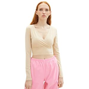 TOM TAILOR Denim Långärmad damtröja i omlottlook, 31700 – Dusty Sand Beige, XXL TOM TAILOR Denim Långärmad damtröja i omlottlook, 31700 – Dusty Sand Beige, XXL