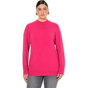 Ulla Popken dam stora storlekar överdimensionerade plus size tröja, ståkrage, långärmad, ribbade manschetter, Röd rosa, 58/60 SE Ulla Popken dam stora storlekar överdimensionerade plus size tröja, ståkrage, långärmad, ribbade manschetter, Röd rosa, 58/60 SE
