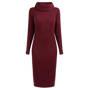 YASANNA Stickad klänning för kvinnor, Mörkkörsbärsröd, XL/XXL YASANNA Stickad klänning för kvinnor, Mörkkörsbärsröd, XL/XXL