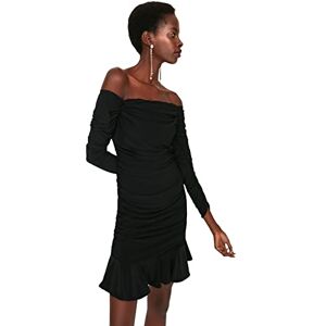 Trendyol Dam Dam Mini Bodycon Rund hals stickad klänning, svart, 36 Trendyol Dam Dam Mini Bodycon Rund hals stickad klänning, svart, 36