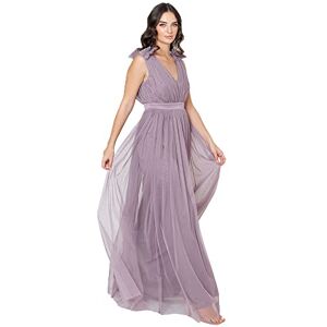 Maya Deluxe maxiklänning för kvinnor med volang V-hals ärmlös hög imperium midja lång för bal gäst bröllop brudtärna, Moody Lilac, 34 Maya Deluxe maxiklänning för kvinnor med volang V-hals ärmlös hög imperium midja lång för bal gäst bröllop brudtärna, Moody Lilac, 34
