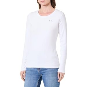 Pepe Jeans dam W Basic Rib L/S t-shirt, vit (vit), M, Vit (vit), M Pepe Jeans dam W Basic Rib L/S t-shirt, vit (vit), M, Vit (vit), M