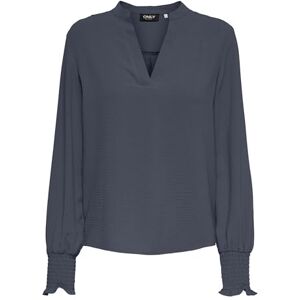 ONLY Onlmette V-hals Ls Smock Top Noos WVN, Amber blå, XS ONLY Onlmette V-hals Ls Smock Top Noos WVN, Amber blå, XS