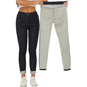 Yehopere Dam vinter fleece fodrade jeans slim fit varm skinny hög midja denim jeans, svart, L Yehopere Dam vinter fleece fodrade jeans slim fit varm skinny hög midja denim jeans, svart, L