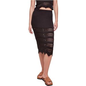 Urban Classics Ladies 3/4 virkad stickad kjol kvinnor lång kjol svart basics, streetwear, svart, S Urban Classics Ladies 3/4 virkad stickad kjol kvinnor lång kjol svart basics, streetwear, svart, S