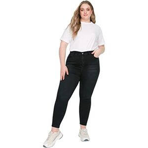 Trendyol Skinny Plus Size Jeans dam med hög midja, svart, 46 Trendyol Skinny Plus Size Jeans dam med hög midja, svart, 46