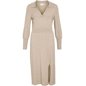 Vila VICOMFY L/S Collar Rib stickad klänning – NOOS, Naturlig blandning, L Vila VICOMFY L/S Collar Rib stickad klänning – NOOS, Naturlig blandning, L