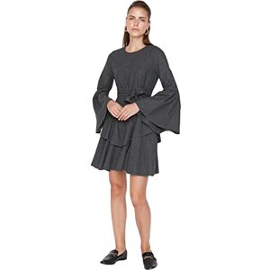 Trendyol Dam mini skater vanlig vävd klänning, Antracit, 64 SE Trendyol Dam mini skater vanlig vävd klänning, Antracit, 64 SE