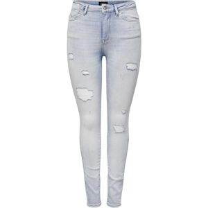 ONLY Dam skinny fit jeans ONLForever hög midja slitna, Ljusblå blekt denim, M ONLY Dam skinny fit jeans ONLForever hög midja slitna, Ljusblå blekt denim, M