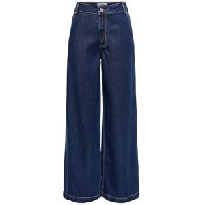 ONLY Onlingrid Mid Waist Wide DNM Qyt, Mörkblå denim, 30W / 32L ONLY Onlingrid Mid Waist Wide DNM Qyt, Mörkblå denim, 30W / 32L