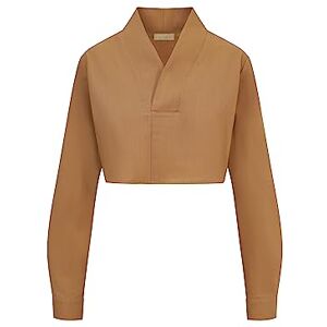 BALOU Dam bomull linne V-krage skjorta karamell, Kola, 42 BALOU Dam bomull linne V-krage skjorta karamell, Kola, 42