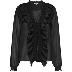 ONLY Onlanina Life Ls Ruffel V-hals topp WVN, svart, S ONLY Onlanina Life Ls Ruffel V-hals topp WVN, svart, S