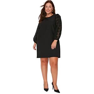 Trendyol Dam stora storlekar mini A-linje avslappnad passform tyg plus size klänning, svart, 42 Trendyol Dam stora storlekar mini A-linje avslappnad passform tyg plus size klänning, svart, 42