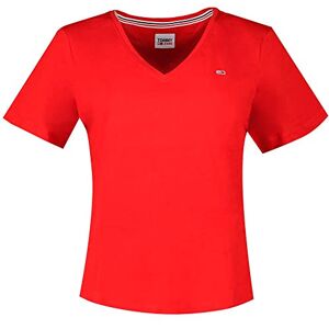 Tommy Jeans Tommy Hilfiger S/S stickade toppar, Djup karmosin, XS Tommy Jeans Tommy Hilfiger S/S stickade toppar, Djup karmosin, XS