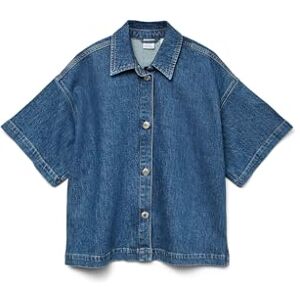 VERO MODA Vmtessa Ss Loose Denim Shirt Ga, Mellanblå denim, S VERO MODA Vmtessa Ss Loose Denim Shirt Ga, Mellanblå denim, S