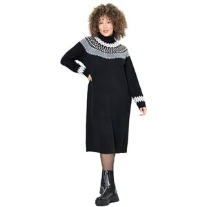 Ulla Popken dam stora storlekar överdimensionerade plus size stickad klänning, norskt mönster, polotröja, långärmad 832670, svart, 46-48 Ulla Popken dam stora storlekar överdimensionerade plus size stickad klänning, norskt mönster, polotröja, långärmad 832670, svart, 46-48