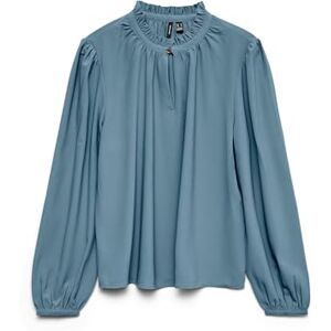 VERO MODA Vmani Ls Frill Top WVN Ga Noos, Stormigt väder, M VERO MODA Vmani Ls Frill Top WVN Ga Noos, Stormigt väder, M