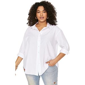 Trendyol Kvinnor Halsband Dam Normal passform Basskjorta Neck Woven Plus Size Shirt, Vit, 46 Trendyol Kvinnor Halsband Dam Normal passform Basskjorta Neck Woven Plus Size Shirt, Vit, 46