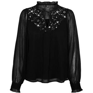 VERO MODA VMGABY LS TOP WVN GA, svart, S VERO MODA VMGABY LS TOP WVN GA, svart, S